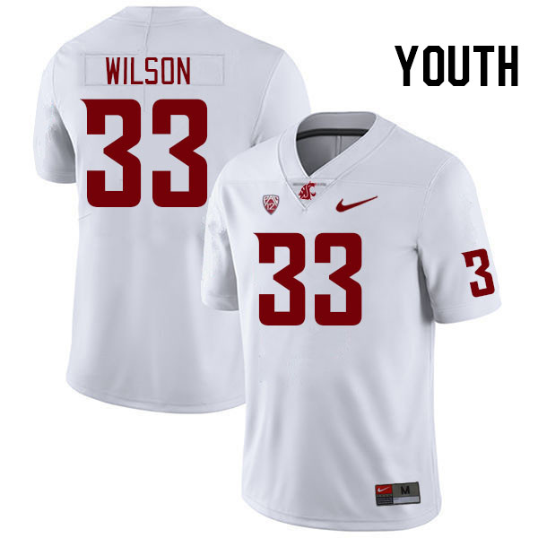 Youth #33 Adrian Wilson Washington State Cougars College Football Jerseys Stitched Sale-White - Click Image to Close